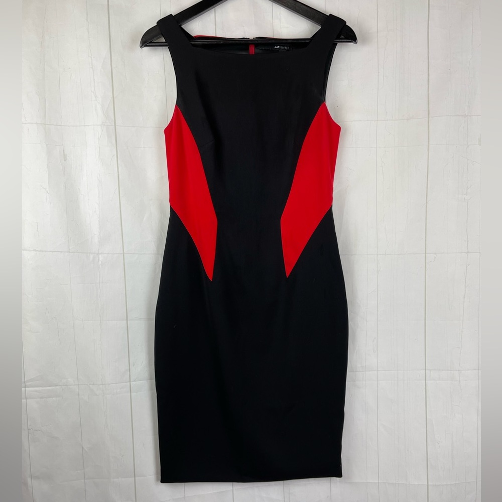 Jay Godfrey Black Red Sleeveless Bodycon Dress Size 6